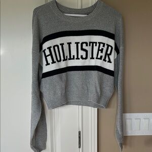Hollister Gray Knit Sweater with Black Stripe
